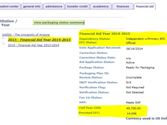 Figure - Graduate College Fellowship UAccess Example